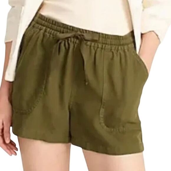 J.Crew XXL Seaside Linen Blend Shorts Green Pull On Drawstring Comfort Plus Size - Picture 1 of 11